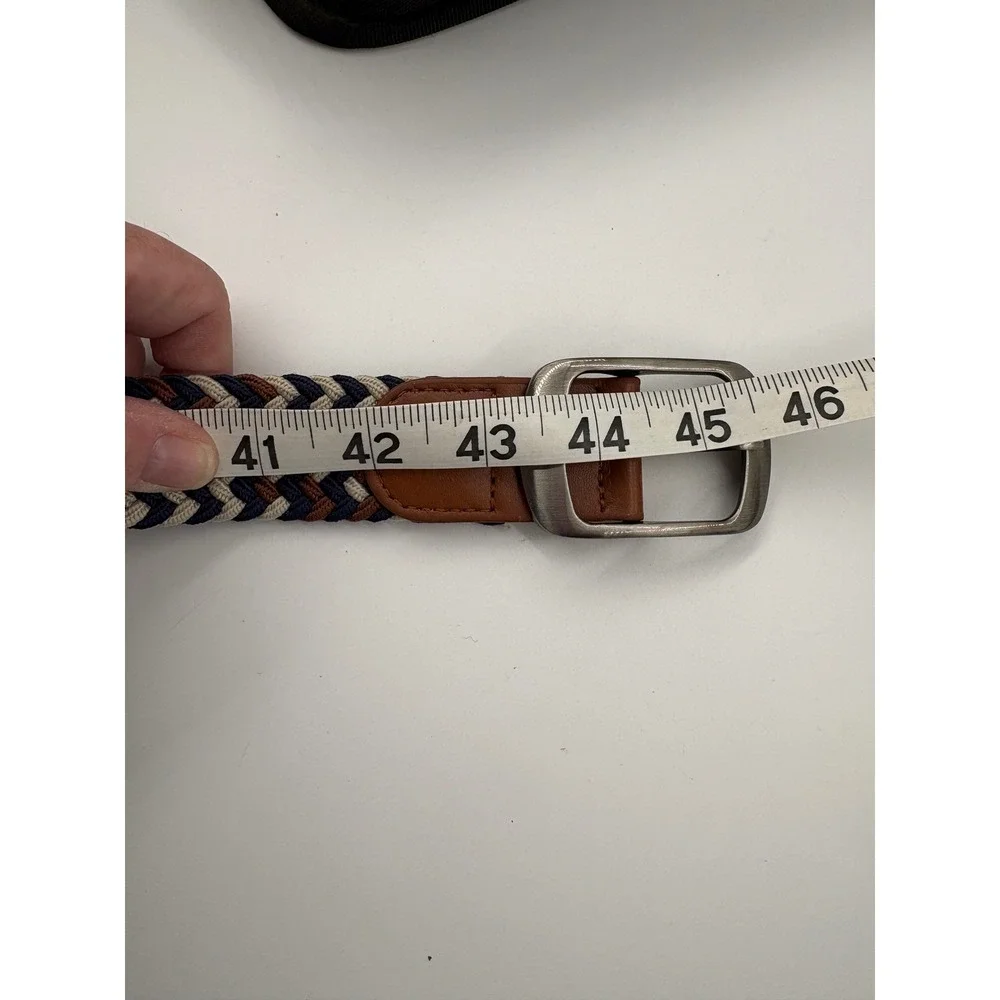 Unisex Braided Elastic Stretch Belt Men Women Navy Brown Beige 44 Inch